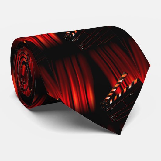 Red Movie Curtain Clapboard Director Stropdas (Opgerold)