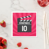 Red Movie Night Clapperboard Kids Verjaardagsfeest Servet (Insitu)