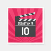 Red Movie Night Clapperboard Kids Verjaardagsfeest Servet (Voorkant)