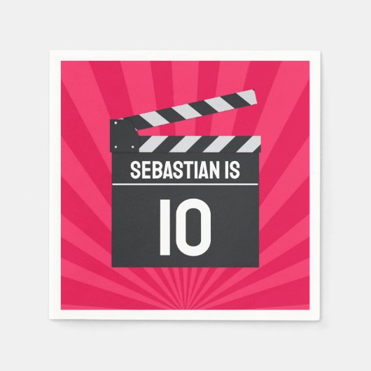 Red Movie Night Clapperboard Kids Verjaardagsfeest Servet (Voorkant)
