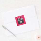 Red Movie Night Clapperboard Kids Verjaardagsfeest Vierkante Sticker (Envelop)