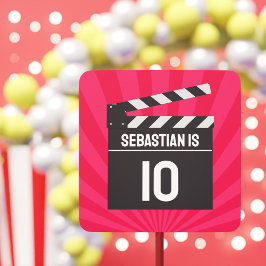 Red Movie Night Clapperboard Kids Verjaardagsfeest Vierkante Sticker