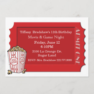 Red Movie Ticket Party-uitnodiging Kaart