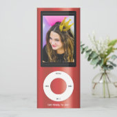 Red MP3 Music Player Birthday Kaart (Staand voorkant)