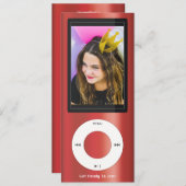 Red MP3 Music Player Birthday Kaart (Voorkant / Achterkant)