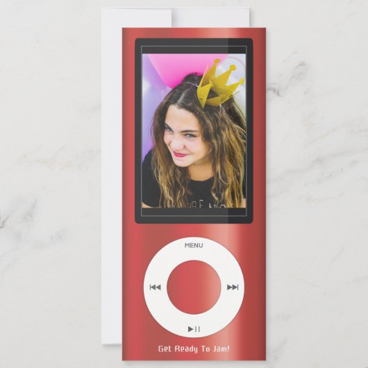 Red MP3 Music Player Birthday Kaart (Voorkant)