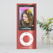 Red MP3 Music Player II Birthday Kaart (Staand voorkant)