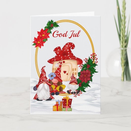 Red Mr. en Mrs Gnome God Jul Kaart (Voorkant)