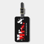 Red Mr. en Mrs. reisend bagagelabel voor nieuwe po (Voorkant verticaal)