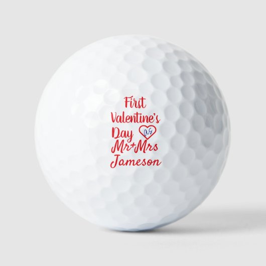 Red Mr + Mrs. 1st Valentine's Day Golfballen (Voorkant)