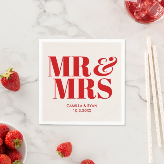 Red Mr & Mrs Gepersonaliseerde bruiloft servetten (Insitu)