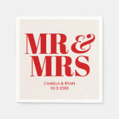 Red Mr & Mrs Gepersonaliseerde bruiloft servetten (Voorkant)
