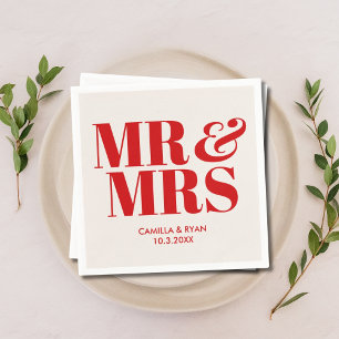 Red Mr & Mrs Gepersonaliseerde bruiloft servetten