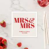 Red Mrs & Mrs bruid gepersonaliseerde bruiloft ser Servet (Insitu)