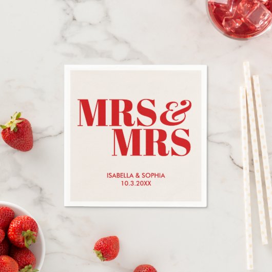 Red Mrs & Mrs bruid gepersonaliseerde bruiloft ser Servet (Insitu)