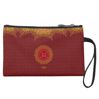 Red Muladhara, 1st (roet) Chakra Bag Suede Tasje Met Polsbandje