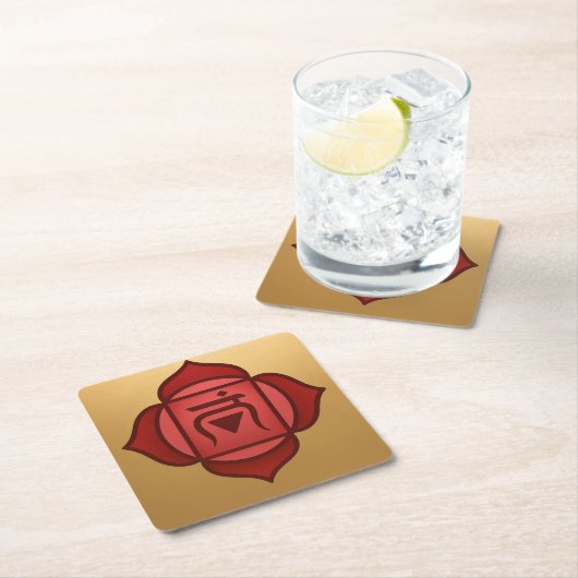 Red Muladhara Root Chakra Gold Coaster Set Kartonnen Onderzetters (Insitu)