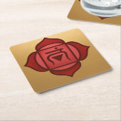 Red Muladhara Root Chakra Gold Coaster Set Kartonnen Onderzetters (Schuin)
