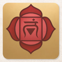 Red Muladhara Root Chakra Gold Coaster Set