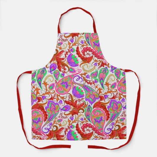 Red Multi-Color Paisley Floral Flourish Schort (Voorkant)