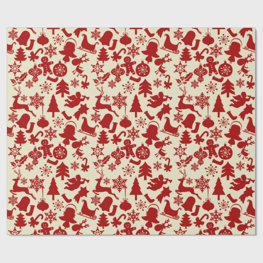 Red Multi Pattern feestelijke kerstkaarten Cadeaupapier (Vlak)