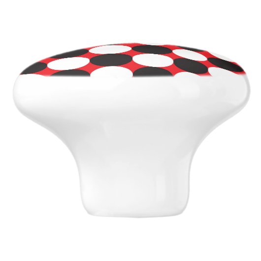 Red Multi-Stippen keramische kast Knop (Zijkant)