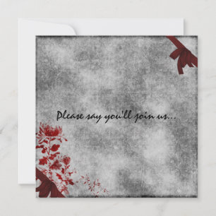 Red Mums Gothic Grunge Invitation Kaart