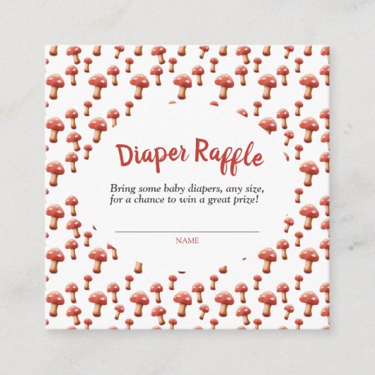 Red Mushroom Baby shower Luier Raffle Informatiekaartje (Voorkant)