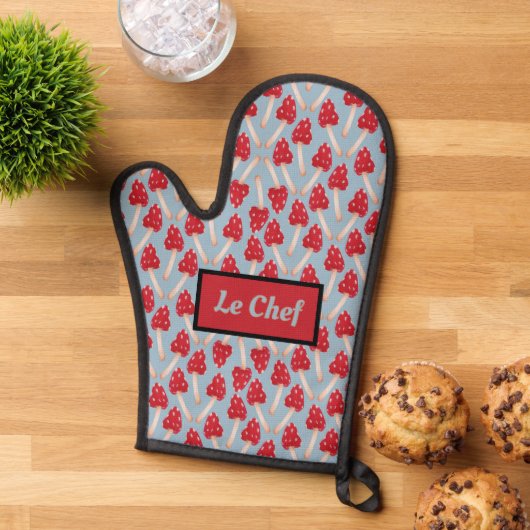 Red Mushroom - Blue & Red Ovenwant (Top down)