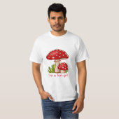 Red Mushroom Cartoon Bericht T-shirt (Voorkant volledig)