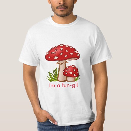 Red Mushroom Cartoon Bericht T-shirt (Voorkant)