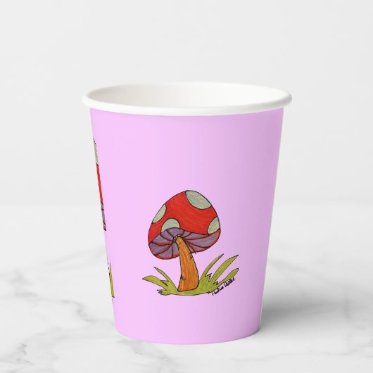 Red Mushroom Coffee Mug Papieren Bekers (Achterkant)
