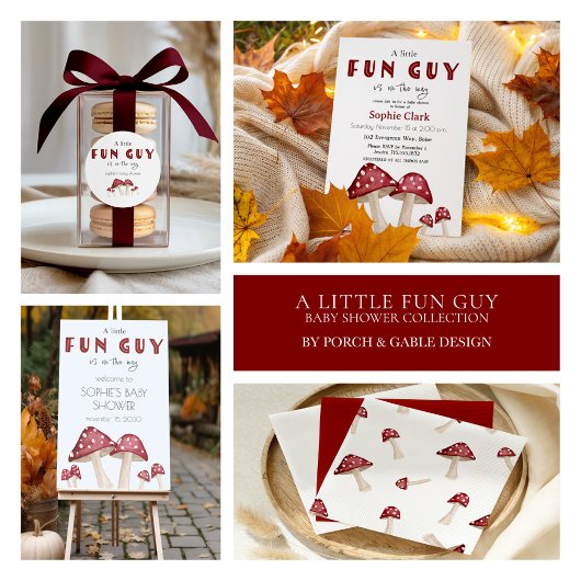 Red Mushroom Fun Guy Baby shower Vervaldatum Kalen Poster