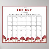 Red Mushroom Fun Guy Baby shower Vervaldatum Kalen Poster (Voorkant)