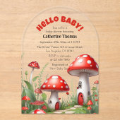 Red Mushroom Fungi Woodland Baby shower Acryl Uitnodigingen (Voorkant)