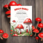 Red Mushroom Fungi Woodland Baby shower Kaart