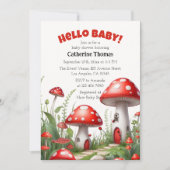 Red Mushroom Fungi Woodland Baby shower Kaart (Voorkant)