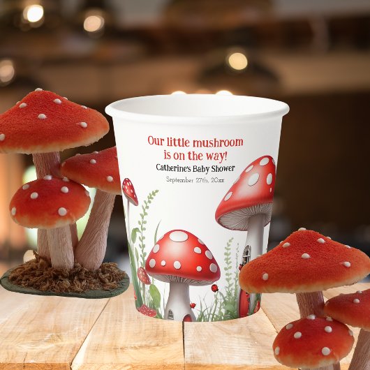 Red Mushroom Fungi Woodland Baby shower Papieren Bekers