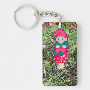 Red mushroom, gnoom pixelart, Pixel Art  Sleutelhanger