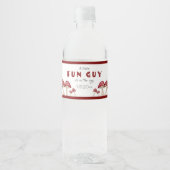 Red Mushroom Little Fun Guy Baby shower Waterfles Etiket (Voorkant)