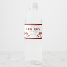 Red Mushroom Little Fun Guy Baby shower Waterfles Etiket