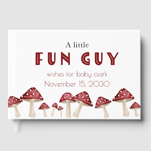 Red Mushroom Little Fun Guy Woodland Baby shower Gastenboek (Voorkant)
