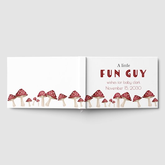 Red Mushroom Little Fun Guy Woodland Baby shower Gastenboek (Volledig)