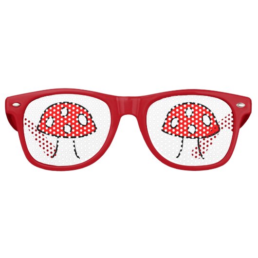 Red Mushroom Retro Party Shades Retro Zonnebril (Voorkant)
