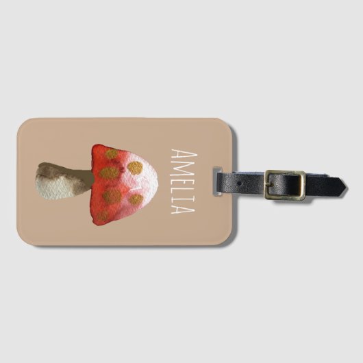 Red Mushroom Toadstool magie Bagagelabel (Voorkant (horizontaal))