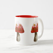 Red Mushroom Toadstool magie Tweekleurige Koffiemok (Voorkant rechts)