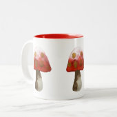 Red Mushroom Toadstool magie Tweekleurige Koffiemok (Voorkant links)