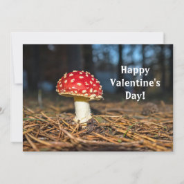 Red Mushroom Valentijnsdag Flat Card Bedankkaart
