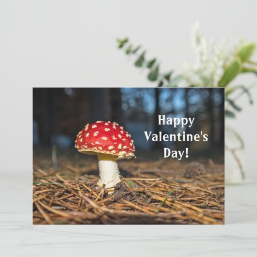 Red Mushroom Valentijnsdag Flat Card Bedankkaart (Staand voorkant)