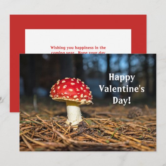 Red Mushroom Valentijnsdag Flat Card Bedankkaart (Voorkant / Achterkant)